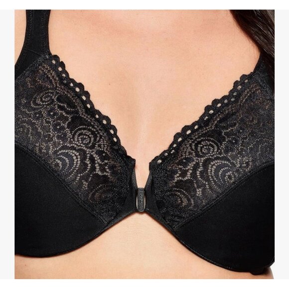 Glamorise Women's Black Full Figure Wonderwire Front Close Bra #1245 Size 36D - Picture 3 of 7